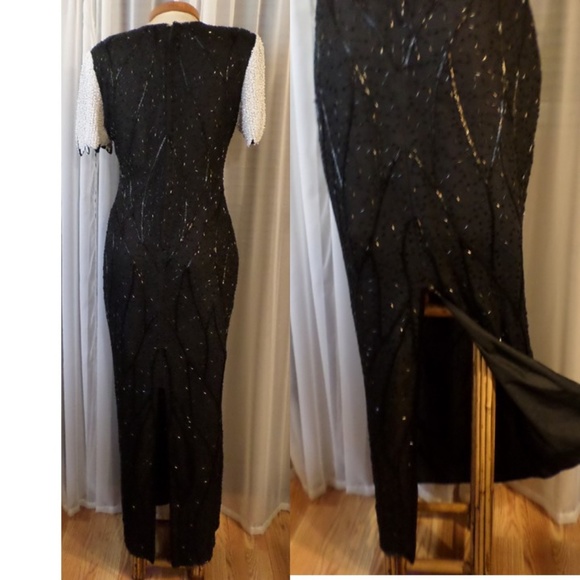 Kazar Long Silk Gown Black Medium Vintage Dress - Picture 4 of 8